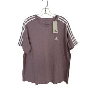 adidas Plus Size Essentials Slim 3-Stripes T-Shirt Fig/white 1X New